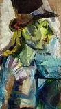 May Guinness, The Entertainer, oil on canvas laid on board