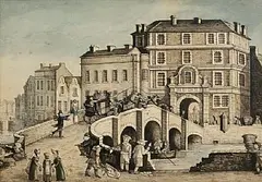 John Fitzgerald, North Gate Bridge and City Gaol, Cork in, 1798, watercolour on paper