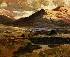 James Humbert Craig, Peat Stacks, Connemara, oil on board