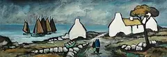 Markey Robinson, Shawlies Returning Home, gouache on board