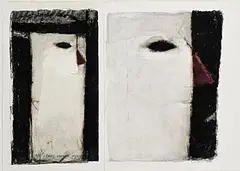 John Shinnors, Self as the Scarecrow, mixed media on card