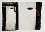 John Shinnors, Self as the Scarecrow, mixed media on card