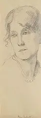 Mainie Jellett, Portrait of a Lady, pencil on paper