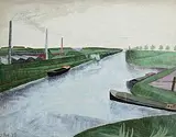 Patrick Pye, The Straight Canal to Smeermaaes, 1958, tempera on paper