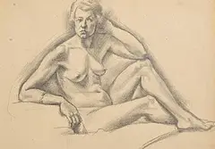 Mainie Jellett, Seated Female Nude, pencil on paper