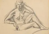 Mainie Jellett, Seated Female Nude, pencil on paper