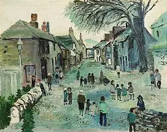Fred Yates, The Village Square, oil on canvas