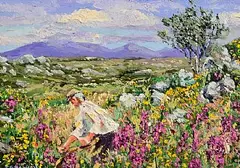 James S. Brohan, Blooming Fields, oil on canvas board