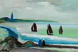 Markey Robinson, Watching the Boats, gouache on board