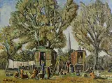 Karl Hagedorn, Gypsy Encampment, 1947, oil on canvas