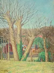 Mabel Young, Autumn Landscape, oil on canvas laid on board