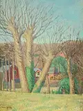 Mabel Young, Autumn Landscape, oil on canvas laid on board