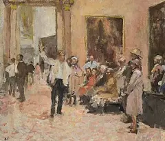 Bernard Dunstan, Lecturer in the Accademia, Venice (1986/'87), oil on board