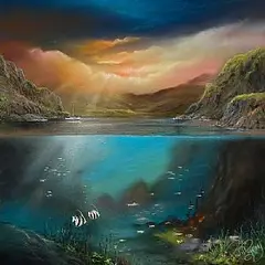 Philip Gray, Into the Deep Blue, pastel on board