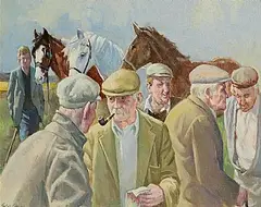 Robert Taylor Carson, Men and Horses, 1987, oil on canvas