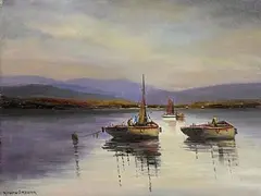 Fishing Boats, Cashel, Connemara by Norman J. McCaig, oil on canvas board, sold Jun 2026