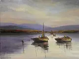 Norman J. McCaig, Fishing Boats, Cashel, Connemara, oil on canvas board