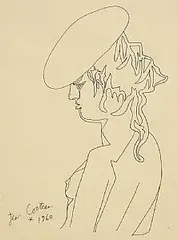 Jean Cocteau, Woman in Purple, 1960, pen on paper