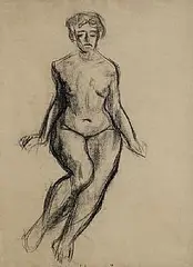 Roderic O'Conor, Seated Nude, charcoal on paper