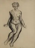 Roderic O'Conor, Seated Nude, charcoal on paper
