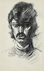 Patrick Graham, Self Portrait, charcoal on paper