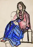 Evie Hone, Seated Figure, watercolour on paper