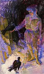 Alicia Boyle, Boy with Hawks, 1959, oil on canvas
