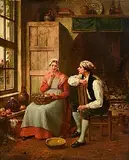 19th Century Continental School, In The Parlour, oil on board