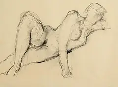 Barrie Cooke, Reclining Nude, 1986, charcoal on paper