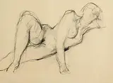 Barrie Cooke, Reclining Nude, 1986, charcoal on paper