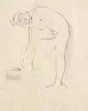 Mainie Jellett, Girl with Stool, charcoal and pencil on paper