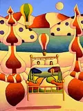 Alan Kenny, Dreamscape with Bed, acrylic on canvas