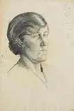Countess Markievicz, Portrait of Bridget Gore-Booth, charcoal on paper and titled