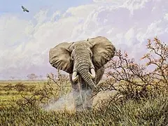 Alan M. Hunt, The Charge, oil on board
