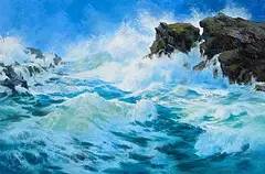 Annemarie Bourke, Atlantic Surge, West Cork, oil on canvas