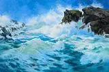 Annemarie Bourke, Atlantic Surge, West Cork, oil on canvas