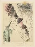 Salvador Dali Spanish, Femme au Clown/Des Pudels Kern (1968/69), etching with hand-colouring and gold on Japon - from the Faust suite - artist's proof aside from a numbered edition of 145 - published by Argillet, Paris