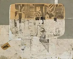 Nevill Johnson, Sixth Day, 1971, acrylic and collage on board