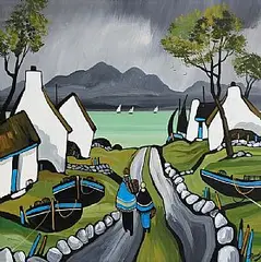 J.P. Rooney, The Passing Rain, gouache on board