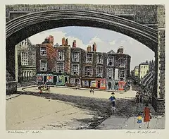 Flora Mitchell, Winetavern Street, Dublin, pen, ink and watercolour on paper