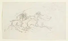 Jack Butler Yeats, Driving Finish, pencil on paper