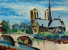 Notre Dame, Paris by Norah McGuinness, 1939, oil on canvas, sold Feb 2026