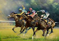 Peter Curling, Neck and Neck, oil on canvas