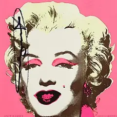 Andy Warhol American, Marilyn (Castelli Graphics Invitation), 1981, offset lithograph in colours on card with text printed on the reverse