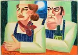 Graham Knuttel, The Chefs, pastel on paper