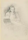 John Butler Yeats, Seated Lady, pencil on paper