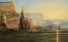 Andrew Nicholl, Giant's Causeway, watercolour on paper
