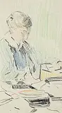 Mary Swanzy, Seated Woman, Paris, c.1905, crayon on paper