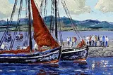 Ivan Sutton, Early Arrivals, Cruinniú na mBád Festival, Galway Hooker Regatta, Roundstone, oil on board