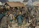 Gladys Maccabe, The Market Square, oil on board